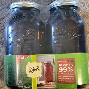 BALL Elite Color Amber Half Gallon Wide Mouth Jars Canning Storage UV Protect